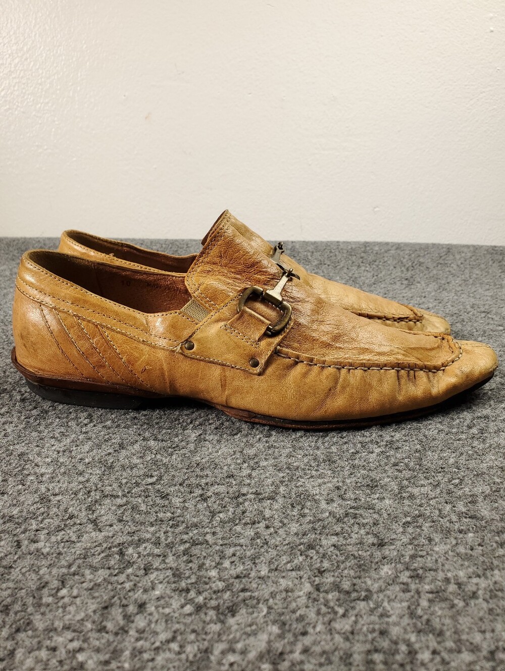 Vintage Tosi Horsebit Loafers 10 Light Brown Tan Leather Slip On Split Toe Italy